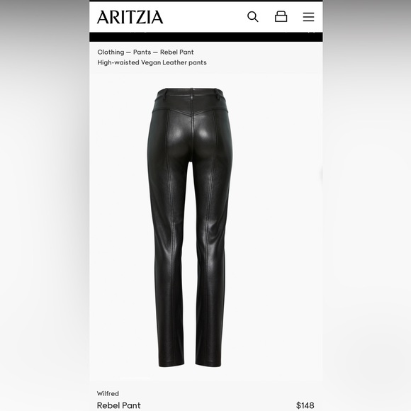 Aritzia Wilfred rebel leather pants. Never worn. Size 0. - Picture 2 of 4